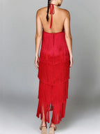 Halter Tassel Backless Cross Maxi Dresses