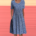 Gurutze Chic Half Sleeve Dress with Floral Print Evening Wear Edit