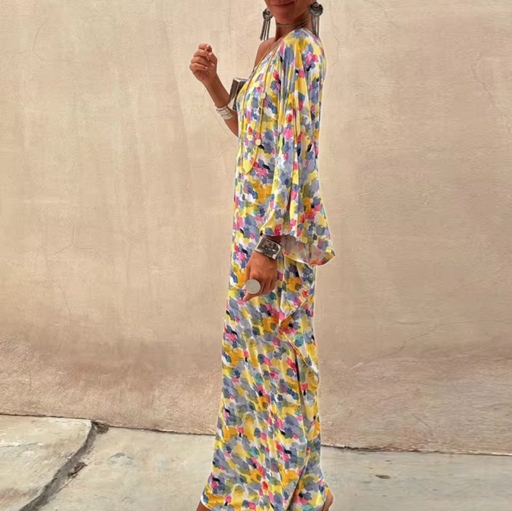 Rosetta Timeless Floral Print One Shoulder Maxi Dress Elevated Occasion Wear