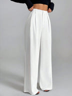 Solid Color Loose Button-down Suit Trousers
