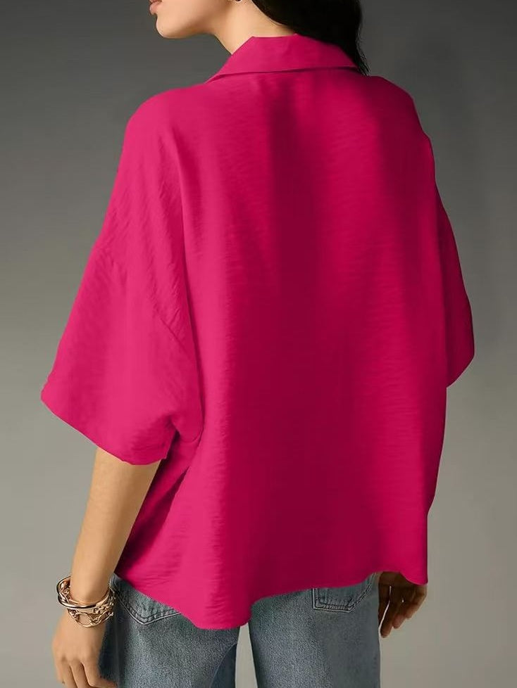 Short-sleeved Collared Casual Loose T-shirt
