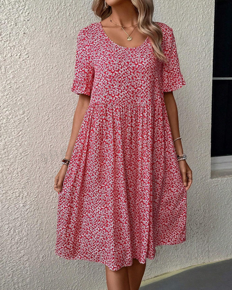 Matilde Timeless Round Neck Dress with Floral Print Designer Edit