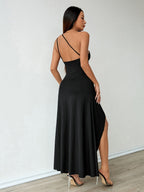Sloping Shoulders Slit Grace Prom Parties Maxi Dresses