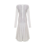 Athena wavy-pattern lace maxi dress in White