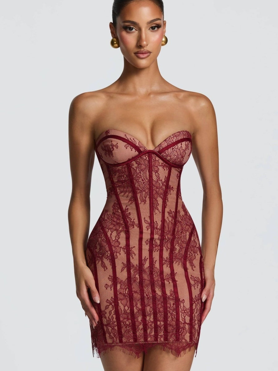 Lace Waist Corset Hip-hugging Formal Dress Mini&Short Dresses