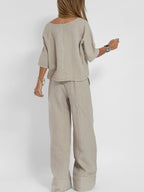Pocket Loose Cotton Linen Sets