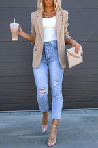High Rise Distressed Ripped Skinny Jeans