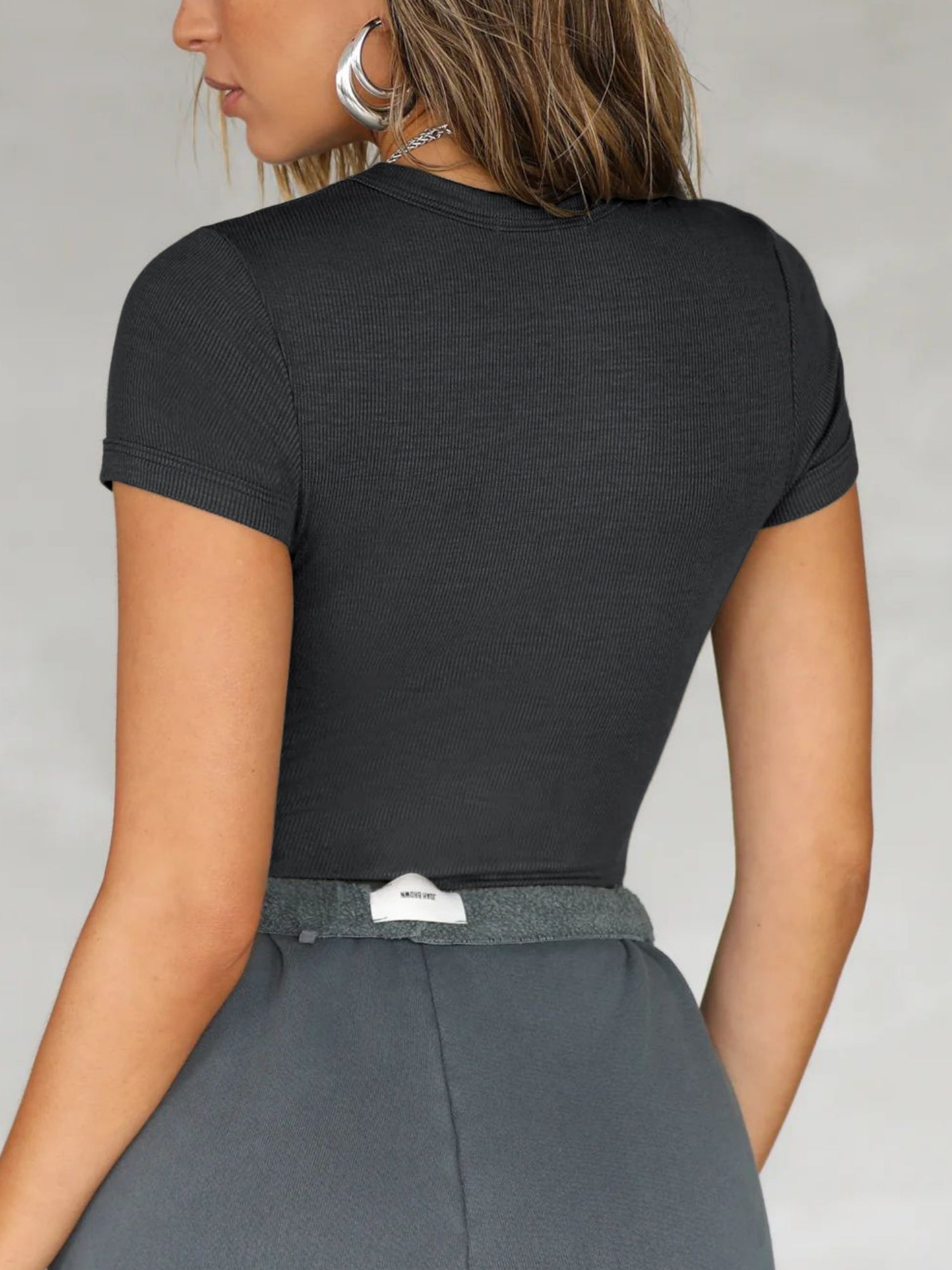 Threaded Body Shaping Sports Short-sleeved T-shirt