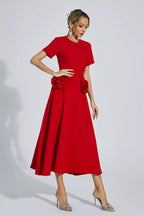 Sol Premium Grace Short Sleeved Midi Dress with Floral Evening Wear Edit