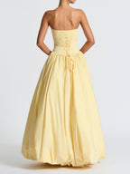 Pleated Slit Strapless Straps Maxi Dresses