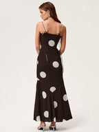Polka Dots Camisoles Slim-fit Backless Maxi Dresses