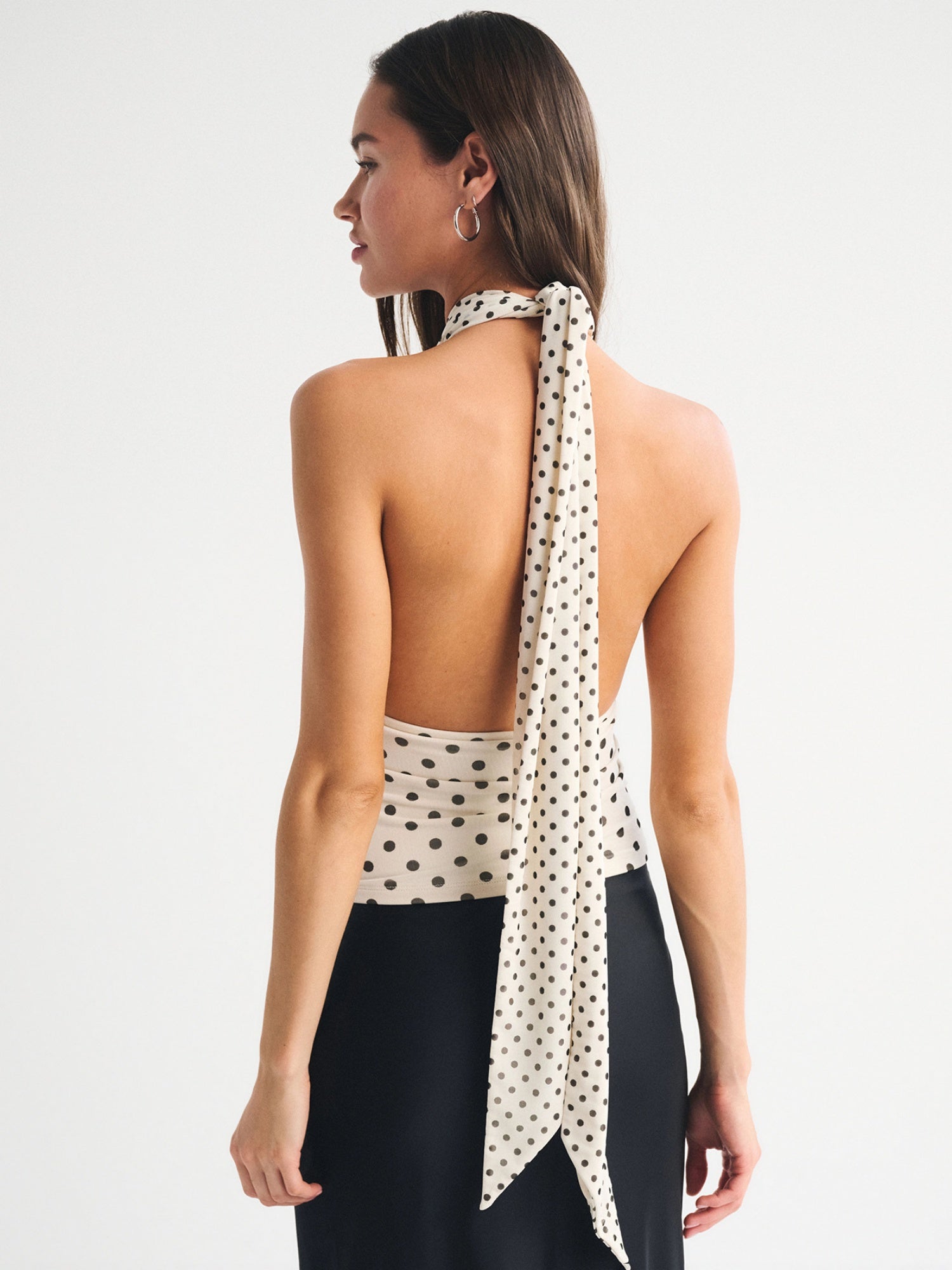 Polka Dots Neckband Cross Straps Backless Tank Tops