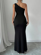 Flowers Color-blocked Waist-cinching And Hip-hugging Maxi Dresses