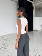 Deep V-neck Lace Trim Splicing Sexy Sleeveless Tank Tops