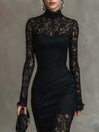Lace Slim-fit Hip-hugging Banquet Maxi Dresses