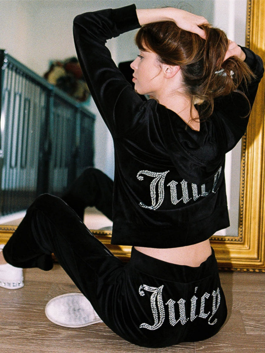 Hot Diamond Velvet Sports And Leisure Two-piece Set