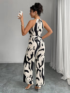 Milk-patterned Halter-neck Jumpsuit