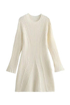 Long Sleeve Ribbed Knit Slit Cuff Bodycon Mini Dress