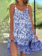 Floral Print Large Skirt Camisoles Mini&Short Dresses