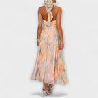 Wein™ | Halter-Neck Watercolor Print Maxi Dress