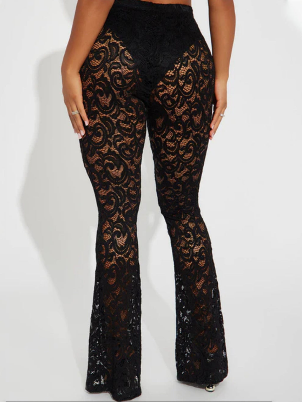 Lace See-through Flared Pants