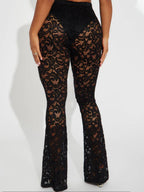 Lace See-through Flared Pants
