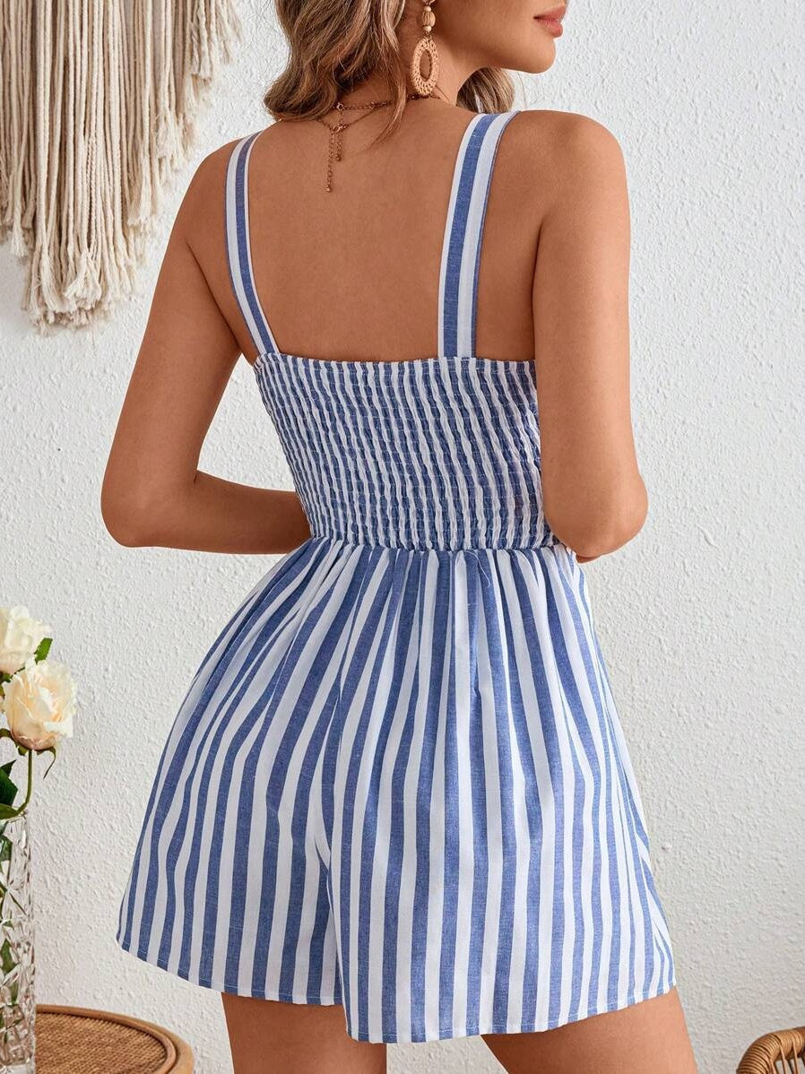 Striped Backless Cutout Cable Knit Jumpsuit