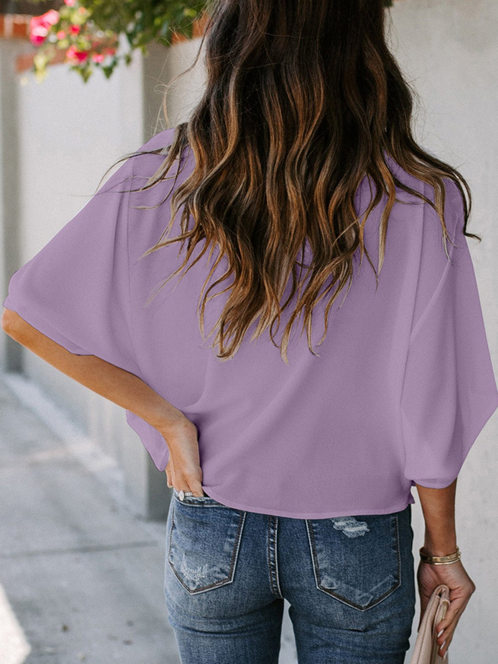 Chiffon Loose V-neck Casual T-shirt
