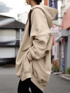Zipper Long Fleece Lined Coat Hoodies