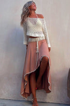 Long Sleeve Hollow Out Cropped Sweater