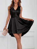 V-neck Sequins Splicing Irregular Hem Banquet Formal Dress Parties Mini&Short Dresses