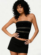 Rhinestone-studded Beading Strapless