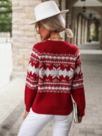 Round Neck Red Christmas Sweater