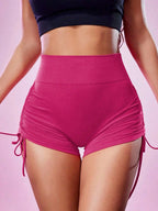 Drawstring High-waisted Hip Lift Exercise And Fitness Yoga Shorts