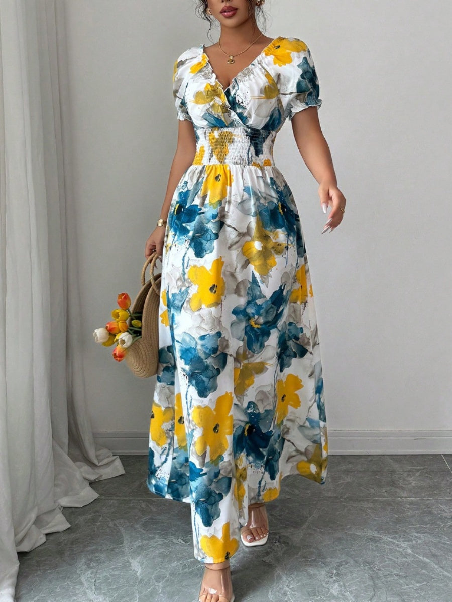 V-neck Floral Grace Maxi Dresses
