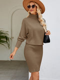 Knitting Turtleneck Jacquard Long Sleeve Mini&Short Dresses