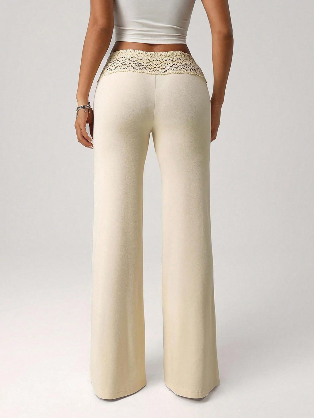 Lace-trimmed Casual Sexy Yoga Flared Pants