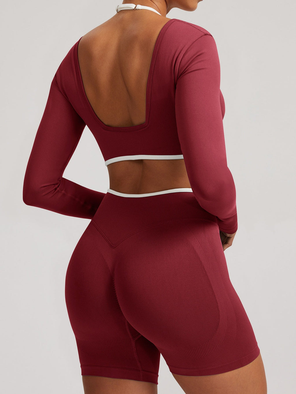 Seamless Faux Two-Piece Exercise And Fitness Yoga Long-sleeved Top