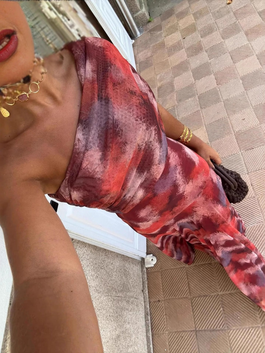 Vacation-style One-shoulder Fitted Long Dress