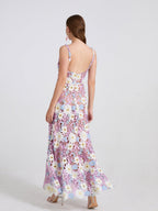 Lace Embroidery Spaghetti Strap Long Dress