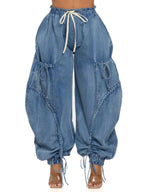 Y2K Drawstring Bow Tie Loose-fitting Ankles Jeans