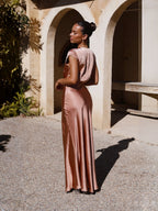 Satin V-neck Sexy Fishtail Maxi Dress