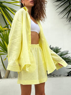 Long-sleeved Cardigan Shorts 2-piece Sets