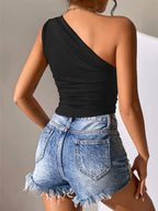 Sloping Shoulders Irregular Hem Tank Tops&Camis