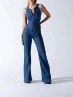 Denim Love High Waist Hollow Backless Jumpsuits
