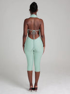 A Halter Neckline And Bare Back Tight-fitting Ropes Jumpsuits