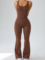 Leopard Print Backless Fitness Exercise Bodysuits