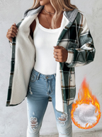 Plaid Long Sleeve Plush Hooded Jackets