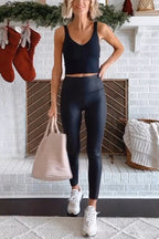 High Waist Faux Leather Full-length Leggings