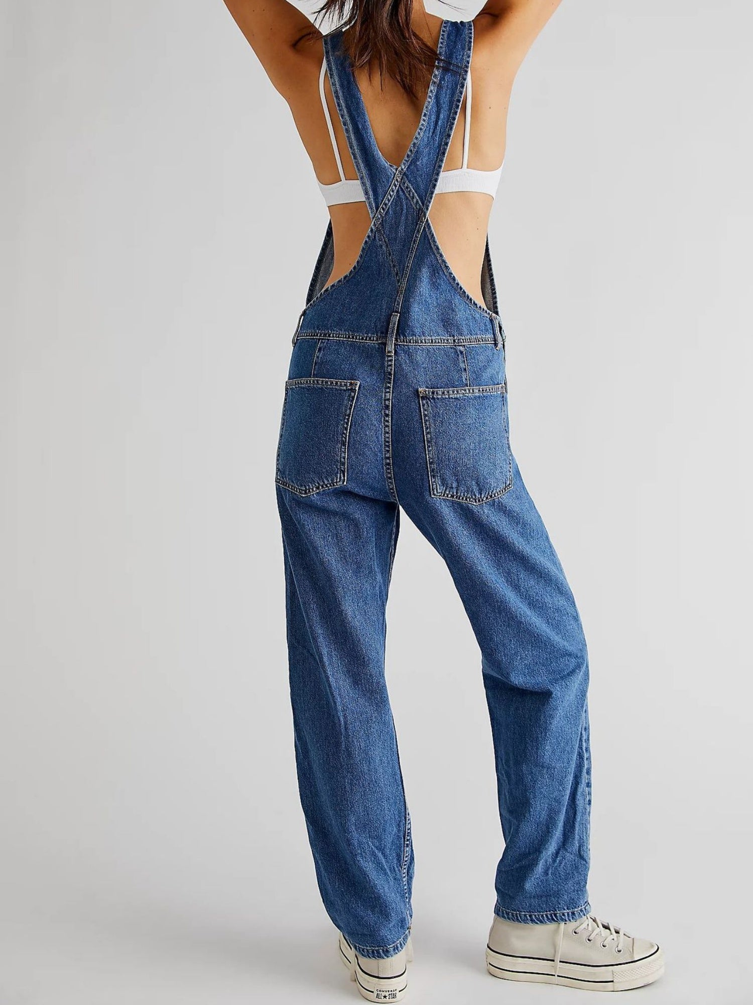 Washed Pocket Denim Overalls